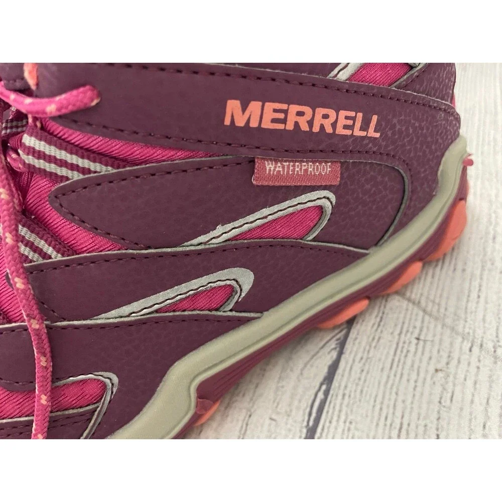 Pink Merrell Girl Hiking Boots Shoes, Size Youth 2.5